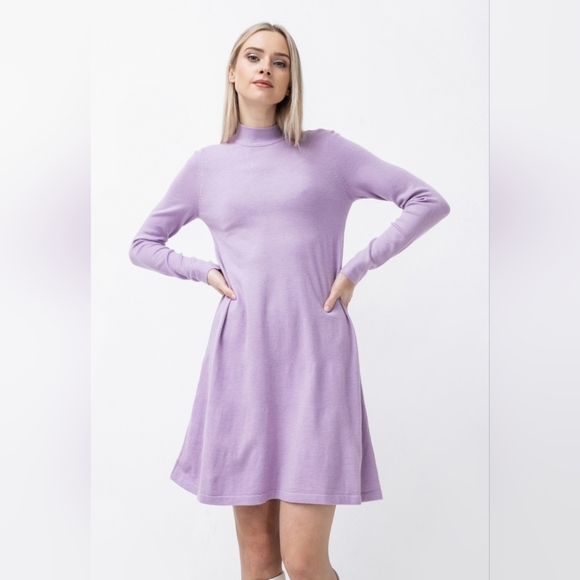 Vera Moda Happiness Long Sleeve Fit & Flare Sweater Dress In Lavendula Sz Small? - Picture 3 of 16